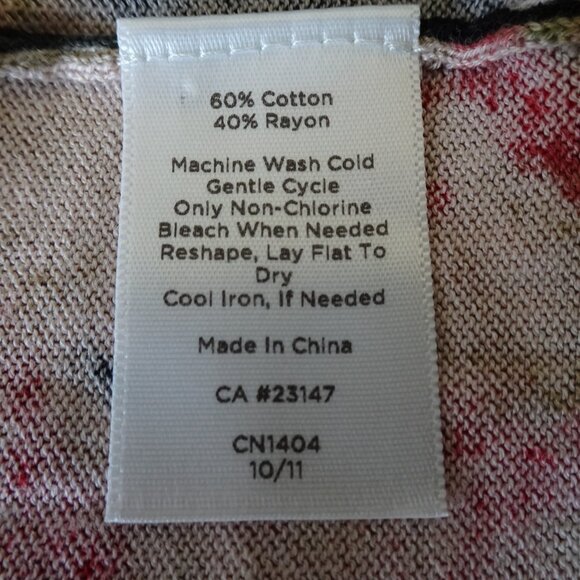 Talbots Floral Print Cardigan Sweater Women's Petite Plus Size 2X Black Pink - Picture 6 of 6